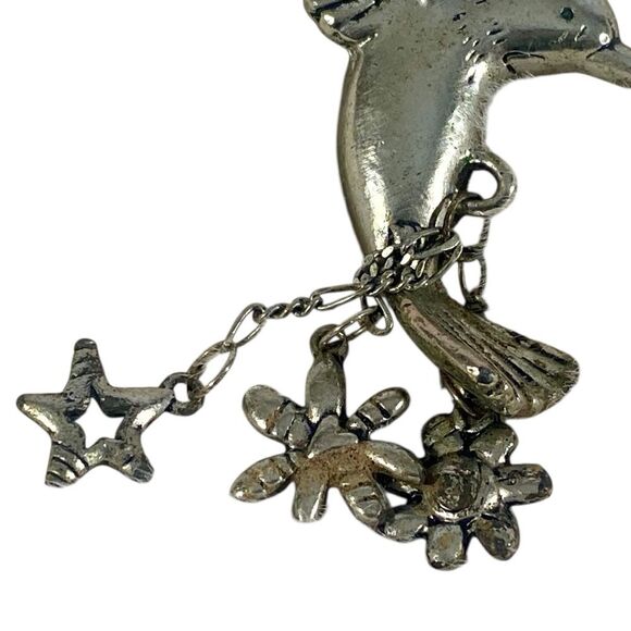 Silver Hummingbird Car Charm Backpack Accessory Rear View Mirror Charm - Picture 3 of 5